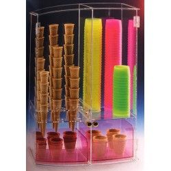 Distributeur double pour cornets et pots