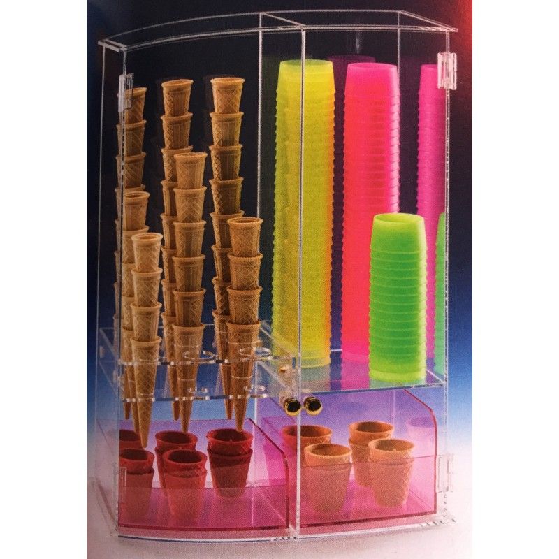 Distributeur double pour cornets et pots 2 - Univers du glacier 