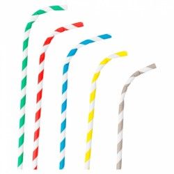 Pailles en papier multicolores flexibles (0,6cm)