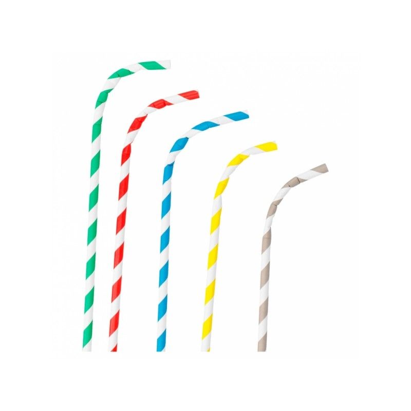 Pailles en papier multicolores flexibles (0,6cm)