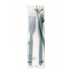 Sachet 3/1 couteau+fourchette+serviette en CPLA