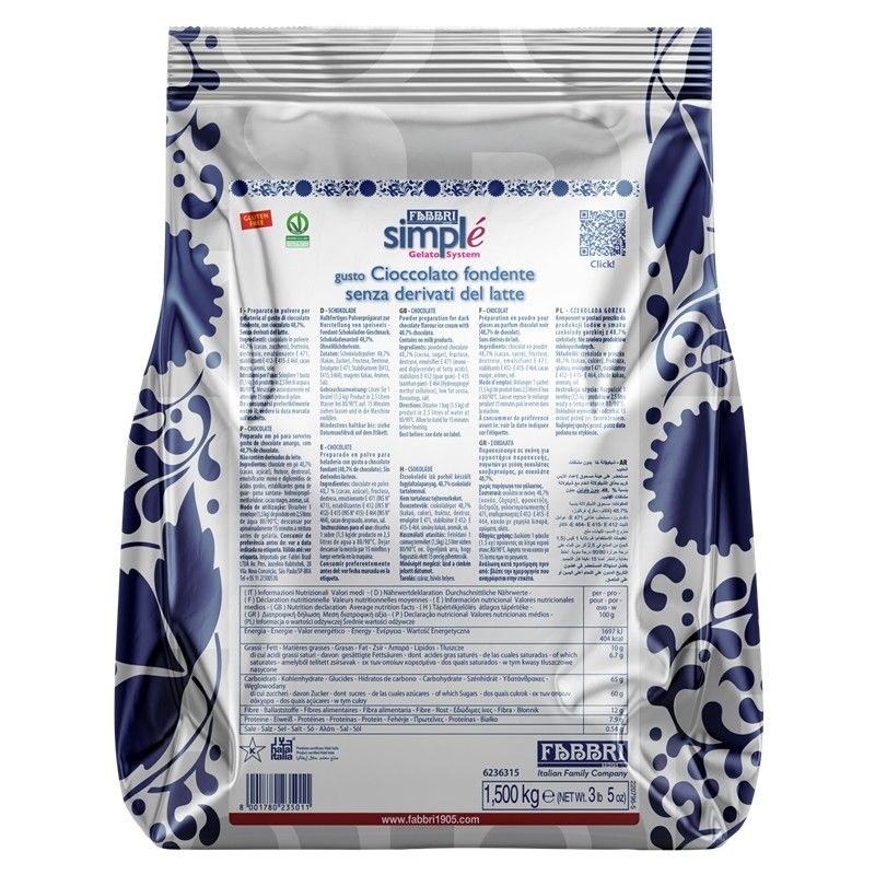 Sachet de Simplé Chocolat Fabbri pour glaces artisanales Sachet de Simplé Chocolat Fabbri pour glaces artisanales