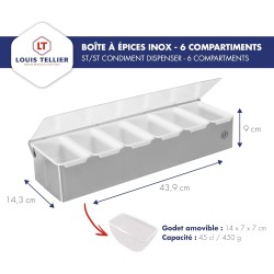 Distributeur inox 6 compartiments - Louis Tellier