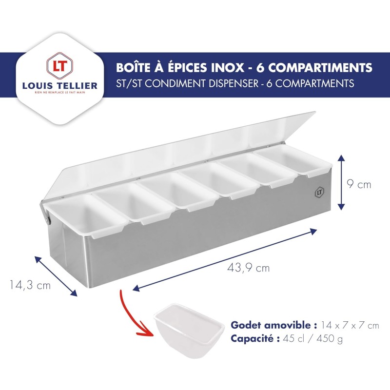 Distributeur inox 6 compartiments - Louis Tellier [product.brand] 1 - Univers du glacier 