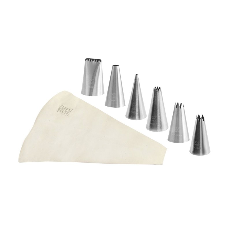 Boîte ronde de 6 douilles inox assorties + poche coutil 300 mm