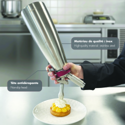 Siphon professionnel inox GOBEL - cuve inox - tête inox - 1L