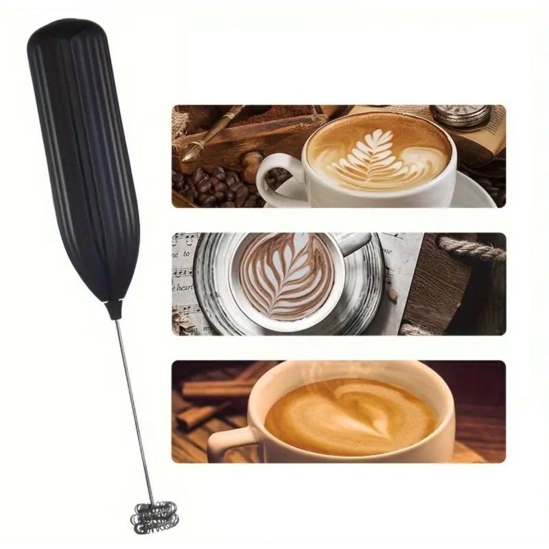 Fouet Lait Portable Acier Inox Mousseur à Lait électrique Portable - Fouet Inox 304 - Pour Cappuccino, Latte, Chocolat Chaud - Alimenté Par 2 Piles AA