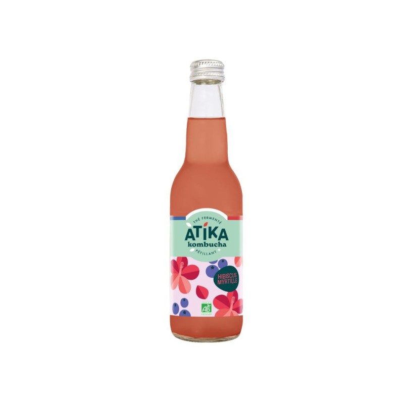 ATIKA Kombucha Hibiscus Myrtille 33cl x12 Bio
