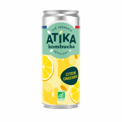 ATIKA Kombucha Citron Gingembre canette 33 cl x12 Bio