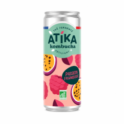 ATIKA Kombucha Passion Framboise canette de 33 cl x12 Bio